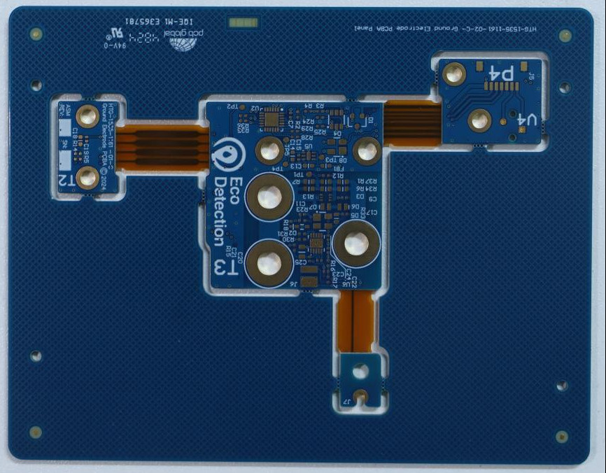 4 Layer Blue Oil Rigid Flex PCB Soft Hard Bonding Customized Printed Circuit Board